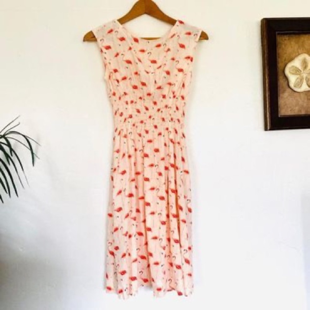 Kate Spade Ivory/Pink “blaire” flamingo Dress